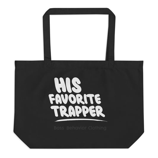 Bag : His Favorite Trapper Women Large Organic Black Tote Bag