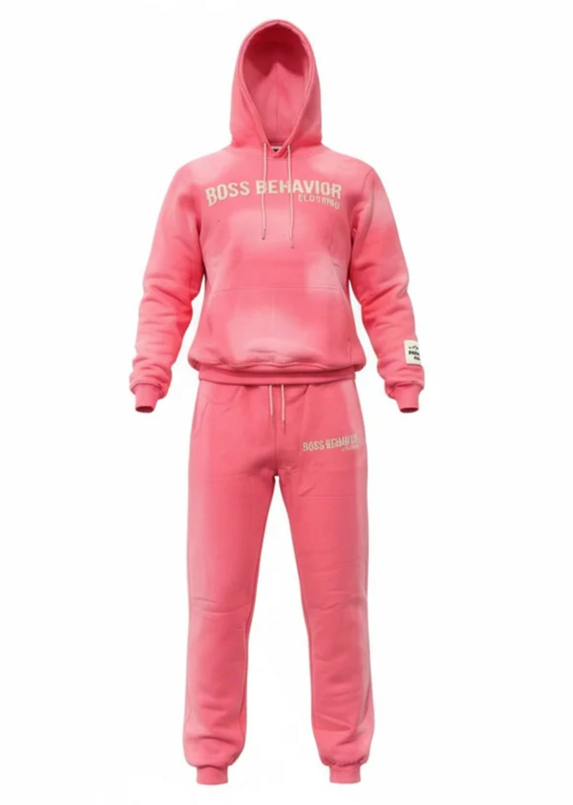 Boss Behavior Distressed Logo Fleece Embroidered Hoodie Set