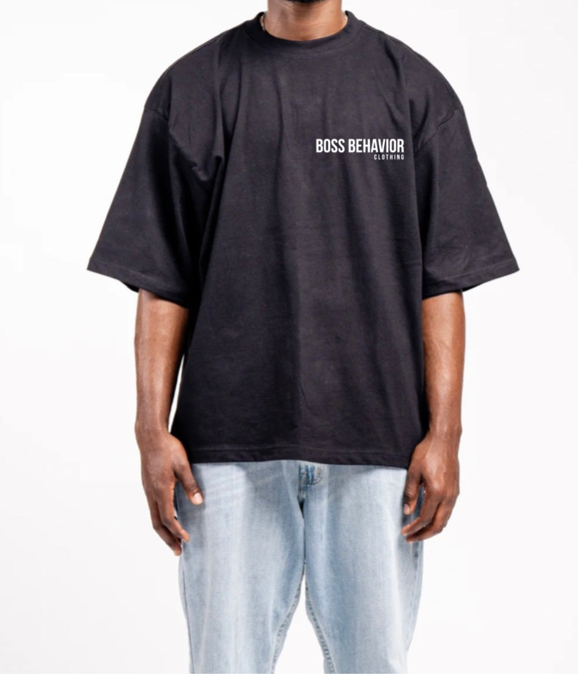 Boss Behavior Front/Back Black Over Sized International Stamped Tee- Unisex