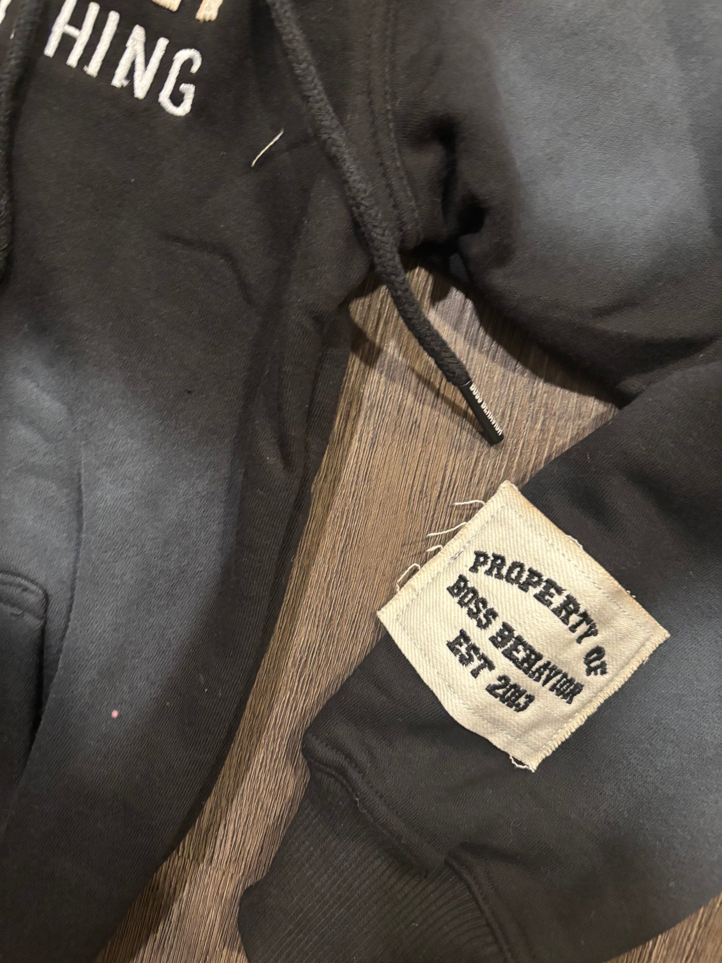 Boss Behavior Distressed Logo Fleece Embroidered Hoodie Set