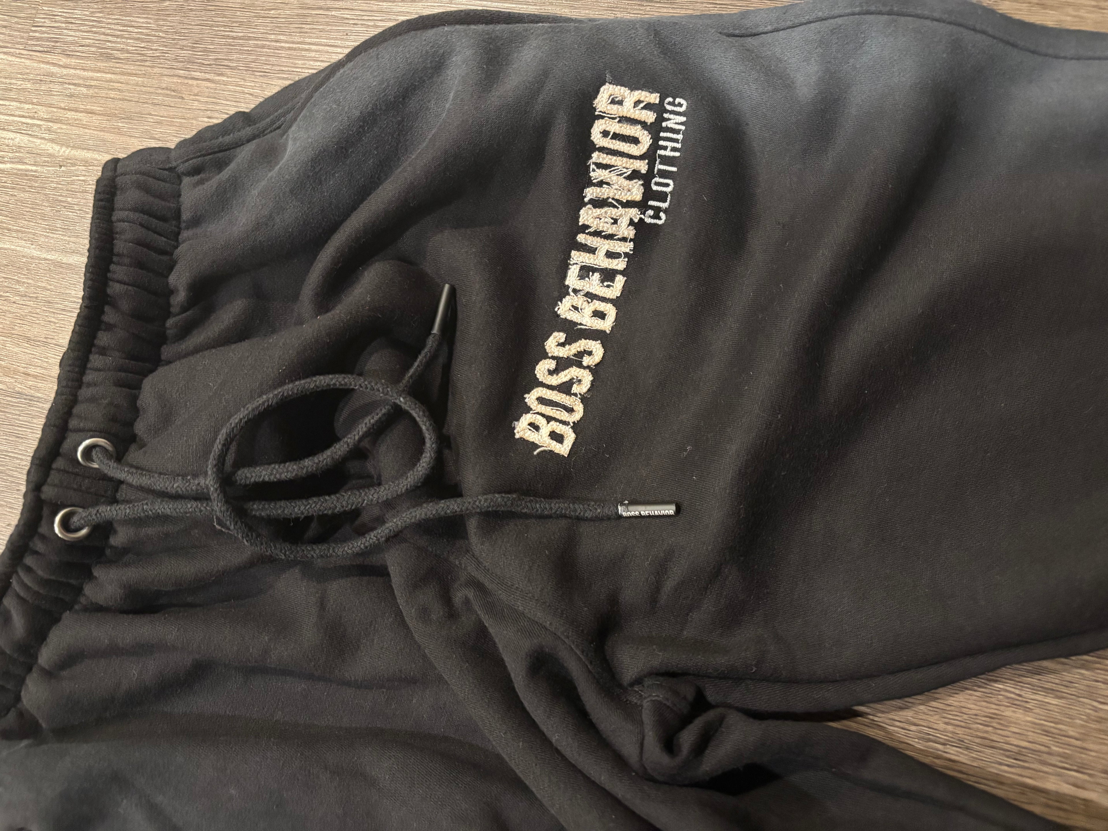 Boss Behavior Distressed Logo Fleece Embroidered Unisex Hoodie Set