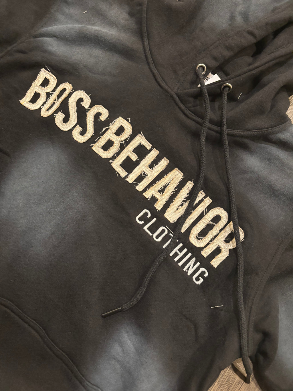 Boss Behavior Distressed Logo Fleece Embroidered Unisex Hoodie Set
