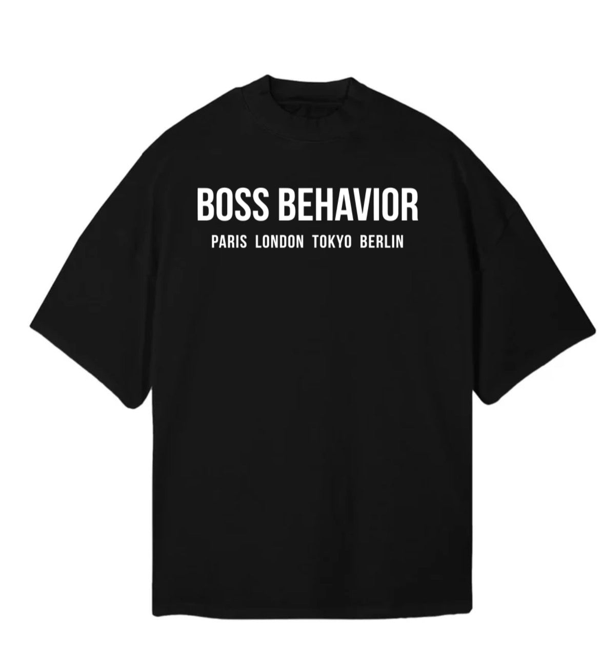 Boss Behavior Front/Back Black Over Sized International Stamped Tee- Unisex