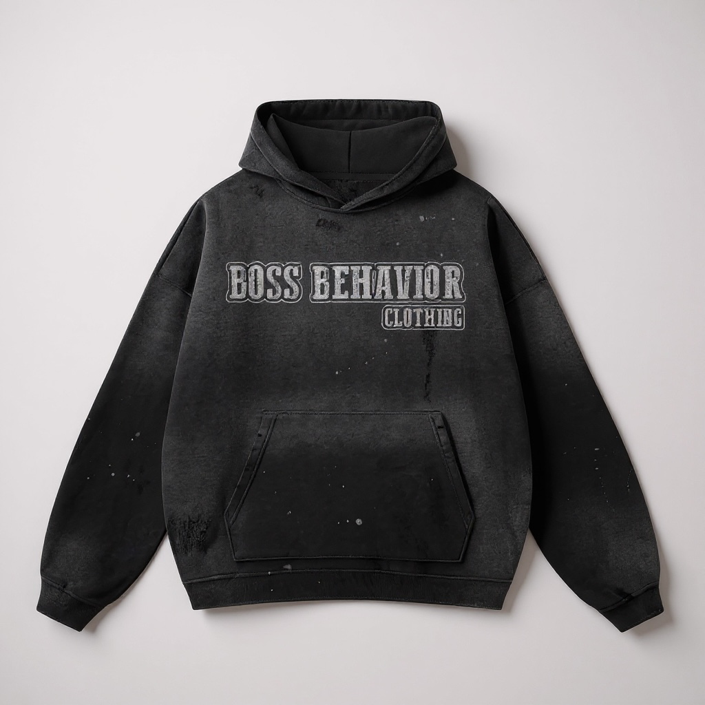 Boss Behavior Vintage Wash Frayed Fleece Hoodie - 360 GSM- Unisex