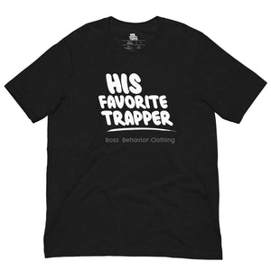 His Favorite Trapper Women’s Short-Sleeve White Logo T-Shirt (More Colors)