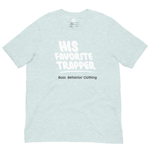 His Favorite Trapper Women’s Short-Sleeve White Logo T-Shirt (More Colors)
